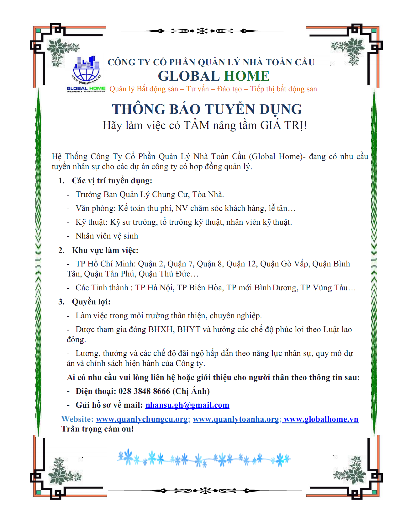 TB tuyển dụng GH