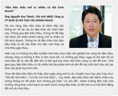 Gia tăng giá trị thông tin trên Báo Đấu thầu